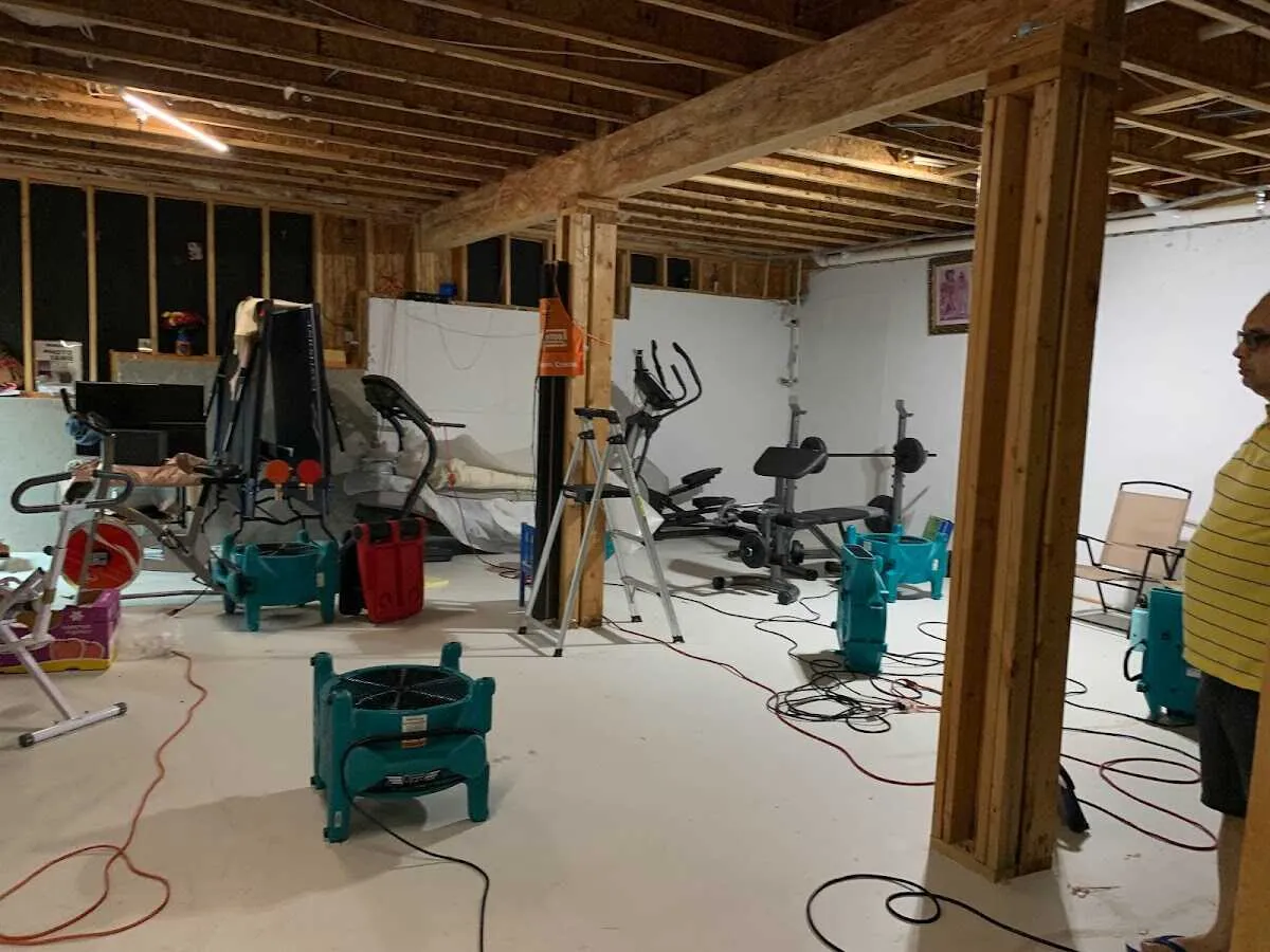 Basement drying equipment setup for Contents Cleaning & Restoration in Winona